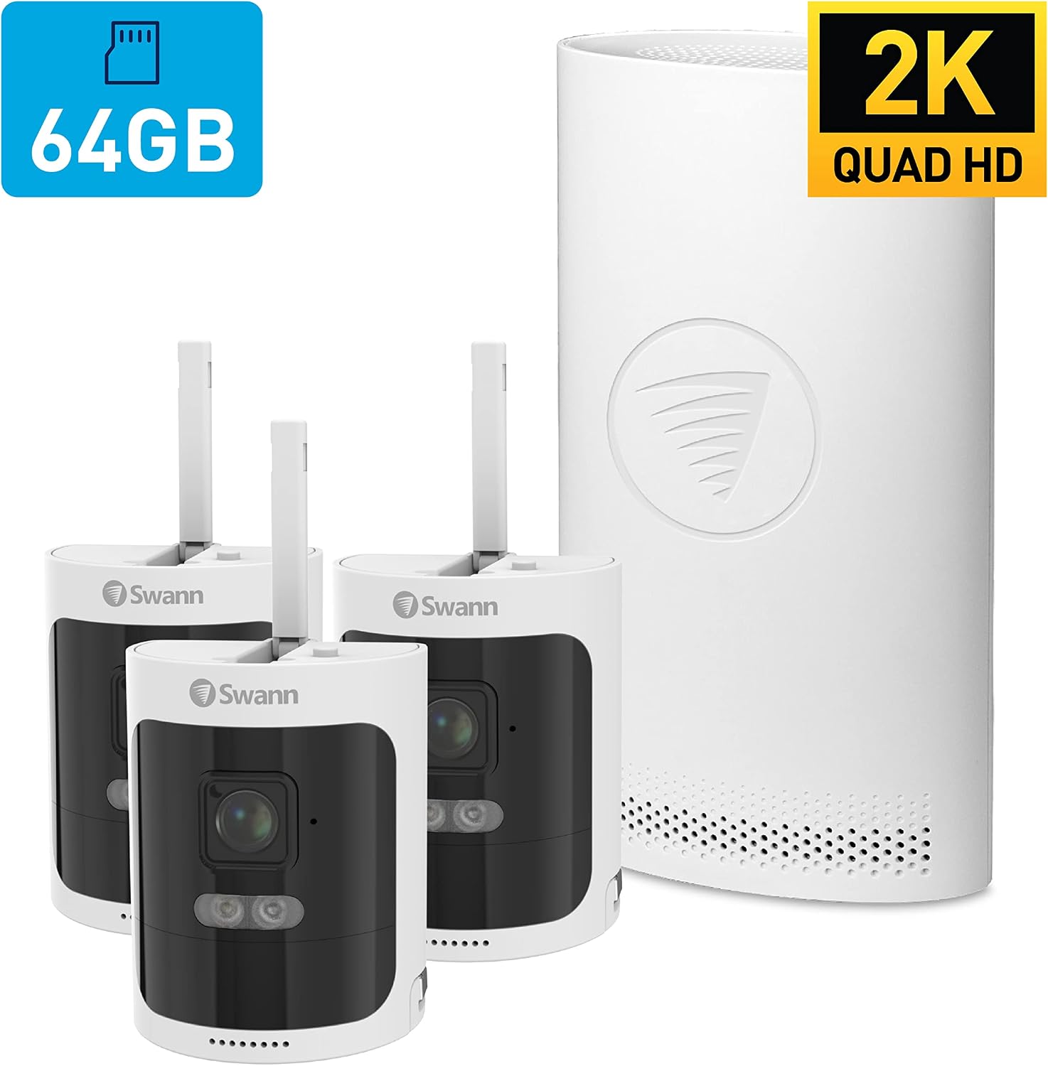 Swann AllSecure600™ 3 Camera 8 Channel 2K Wire-Free HD Wireless NVR Security System
