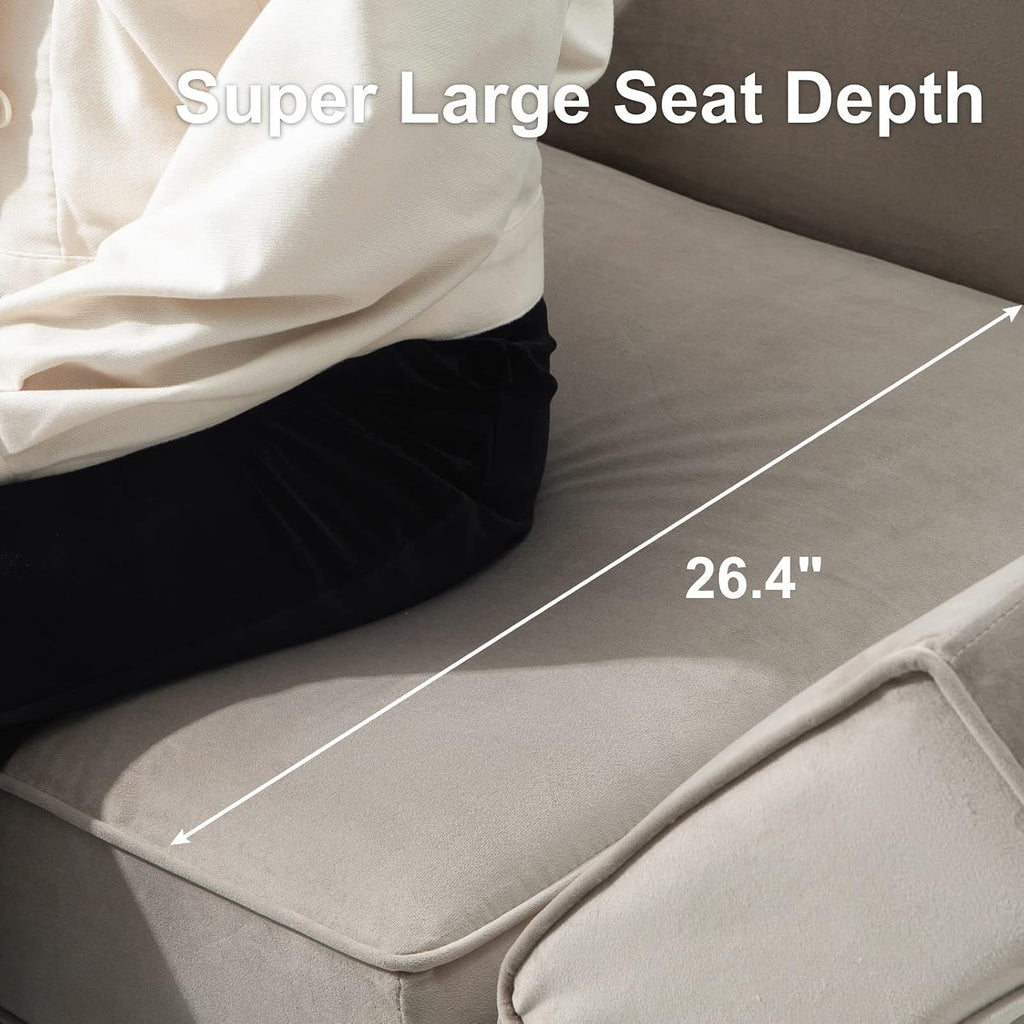 Belffin Modular Sofa Couch with Storage Seats Sectional Sofa Velvet Sofas for Living Room Grey
