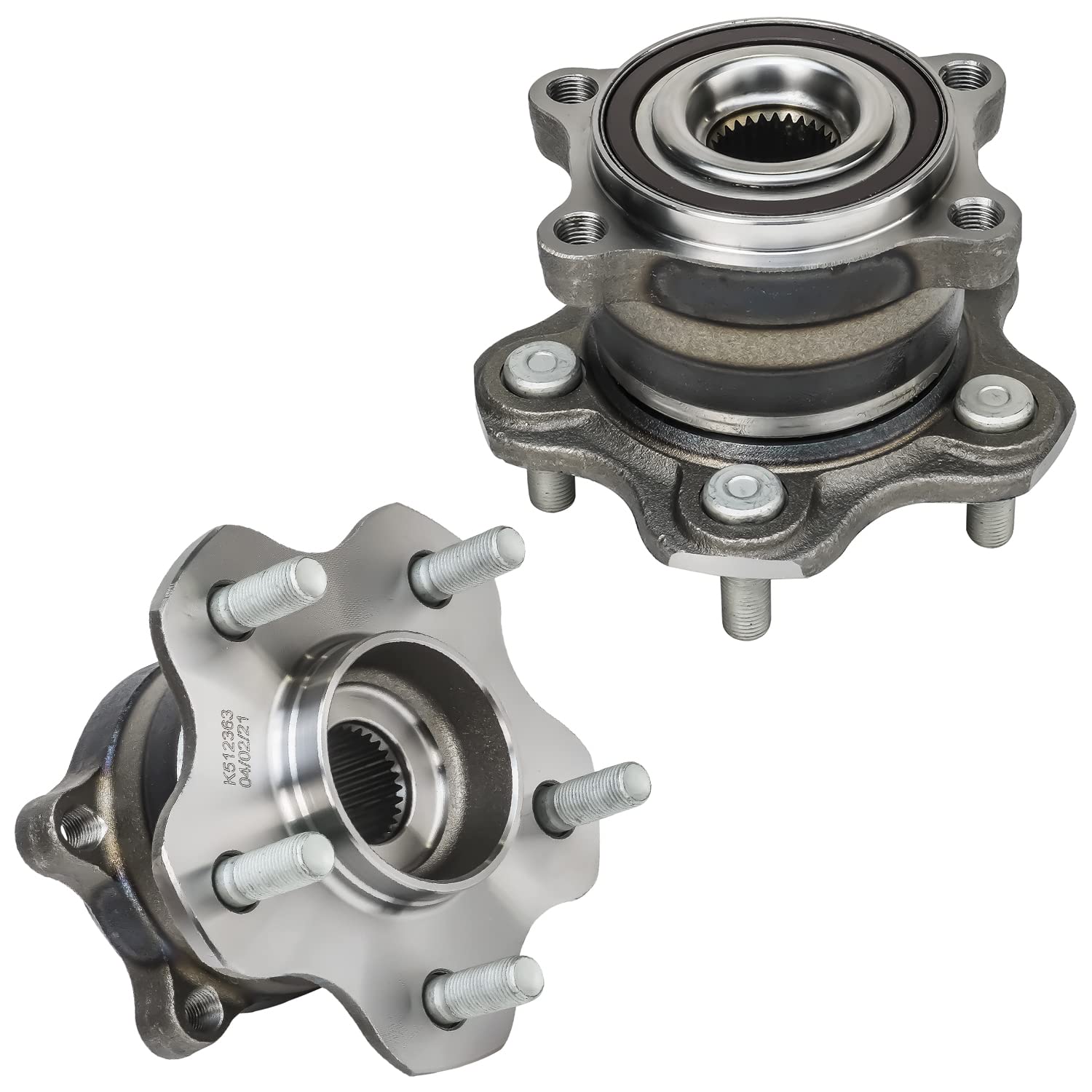Detroit Axle - AWD 2pc Rear Wheel Bearing Hubs Assembly for Nissan Murano 2003-2007, 5 Lugs w/ABS Wheel Hub Assembly