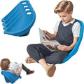 4 Packs Blue Scoop Rocker, Autism Sensory Rocking Chair, Fun Wobble Chairs for Classroom Elementary, Portable Floor Seating with Back Support, Plastic Reading Chair with Handle for Indoor Outdoor