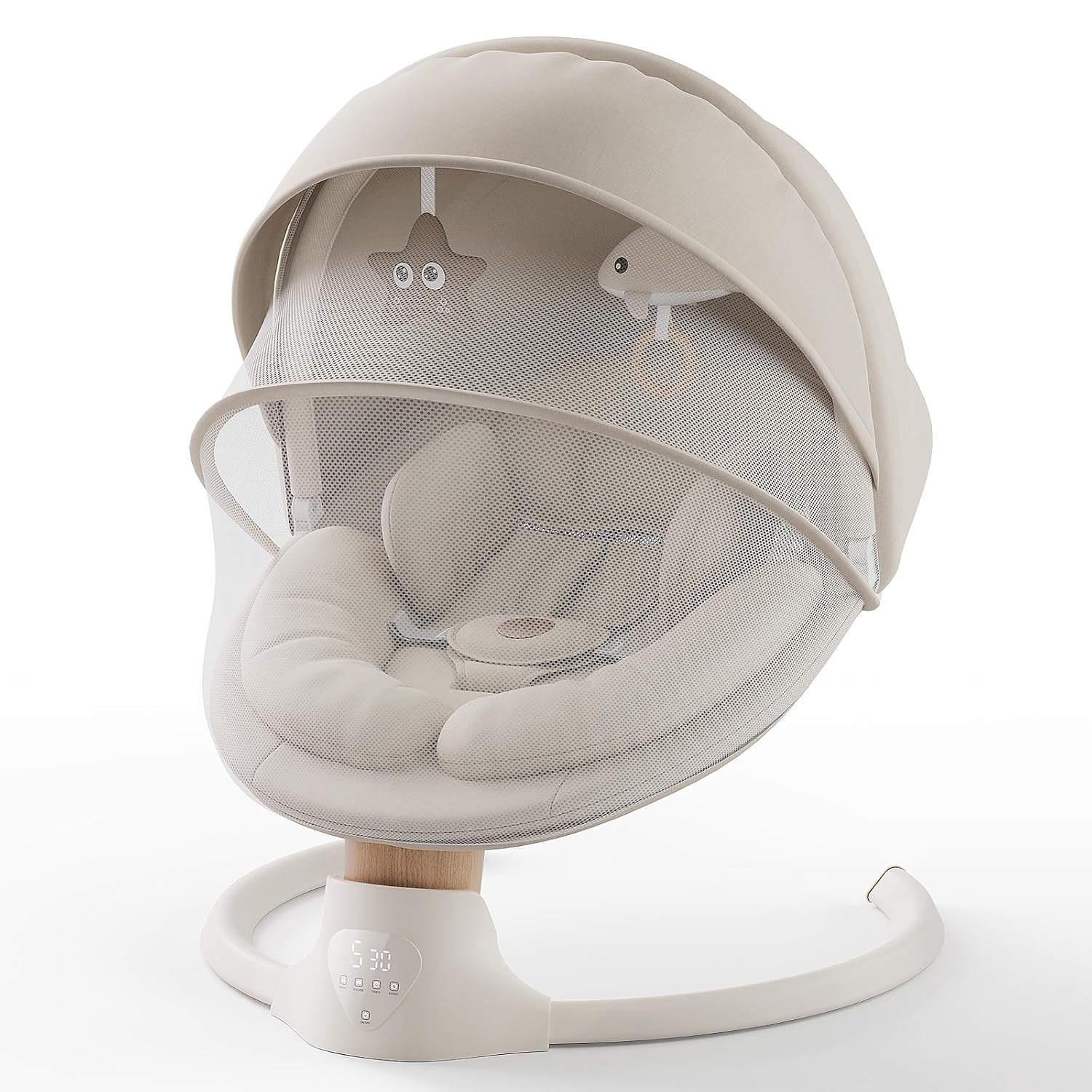 Baby Swings for Infants, FasonBaby Electric Baby Swing with 10 Preset Melodies, 5 Speeds, Remote Control and Bluetooth - Portable Infant Swing for Indoor and Outdoor(Beige)