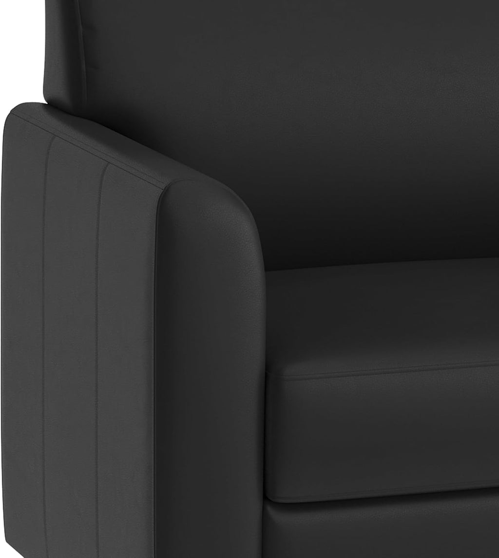 Flash Furniture Hercules Diplomat Side Reception Loveseat with Chrome Legs, Lobby Chair with Cushions and Flared Arms, Black LeatherSoft