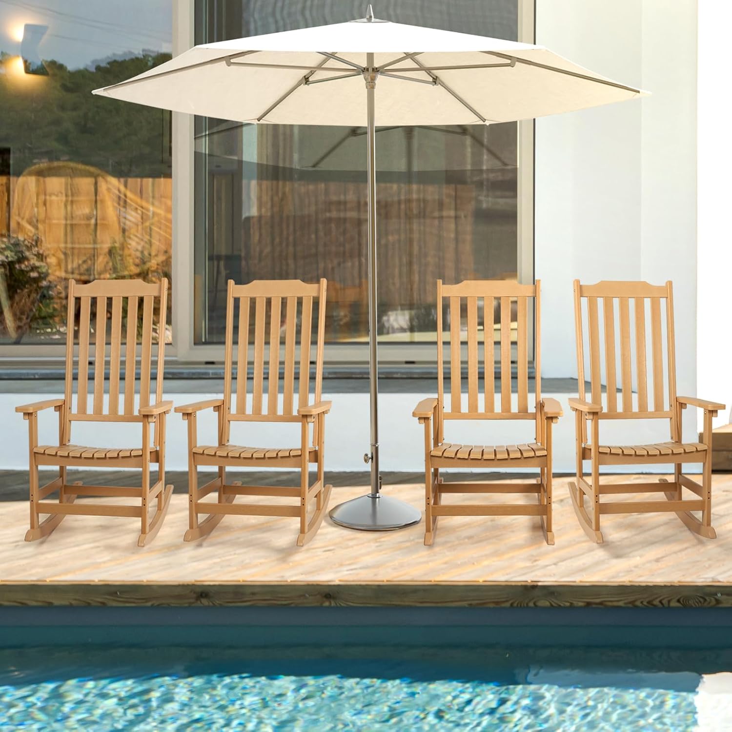Outdoor Rocking Chairs Set of 2, Oversized All Weather High Back Porch Rocker, Patio Rockers for Outside