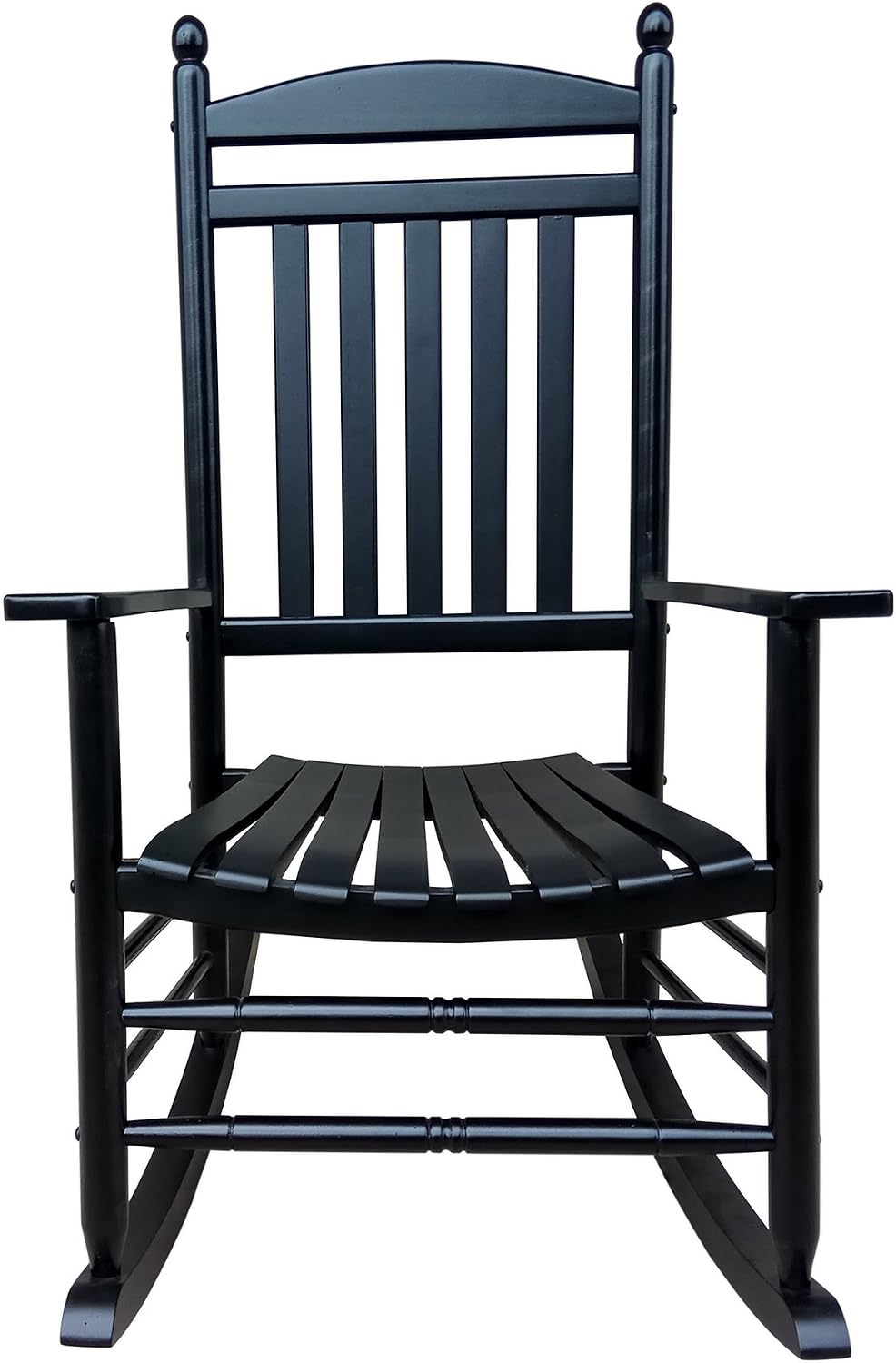 Rocking Rocker-A040BK Black Wood Porch Rocker/Outdoor Rocking Chair -Easy to Assemble-Comfortable Size-Outdoor or Indoor Use