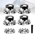 2 Front and 4 Rear Axle Wheel Covers 33mm Axle Cover Dome Chromed Thread-On Standart Lug Nut Covers with Removable Hub Caps for Semi Truck (Installation Tool Included)