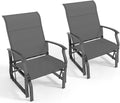 Giantex 2-Pack Outdoor Glider Rocking Chairs, Rockers with Ergonomic Backrest & Seat, Extra Armrests, Metal Frame, Anti-Scratch Foot Pads, Load 350Lbs, Patio Gliders for Porch, Yard, Garden, Grey