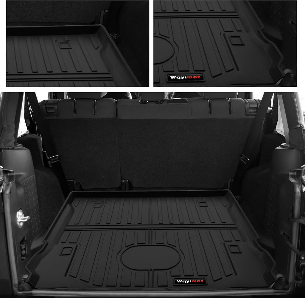for 2007-2018 Jeep Wrangler JK 4 Door Floor Mats and Trunk Cargo Liner,All Weather Protection TPE Rubber Car Floor Liners, Front & Rear, Black (for 2007-2018 Jeep Wrangler JK 4 Door)