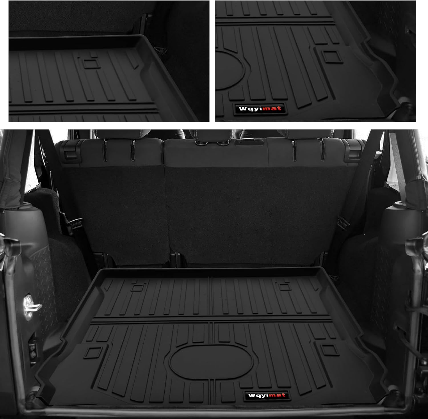 for 2007-2018 Jeep Wrangler JK 4 Door Floor Mats and Trunk Cargo Liner,All Weather Protection TPE Rubber Car Floor Liners, Front & Rear, Black (for 2007-2018 Jeep Wrangler JK 4 Door)