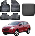 Floor Mats & Cargo Liner Set for Hyundai Tucson 2010-2015 | Black TPE All Weather Custom Fit Floor Liner for 1st 2nd Rows and Trunk Car Mats