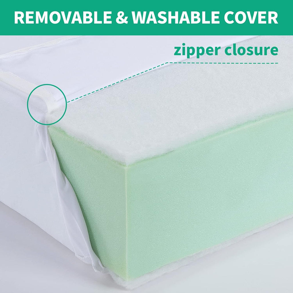 HOMBYS Couch Cushion Replacement Wrapped with Polyester Batting, High Density Couch Cushions Inserts with Dacron Fiber Layer,Upholstery Cushion Padding with Removable Cover,6 inch Thick,72'x24',1 Pcs