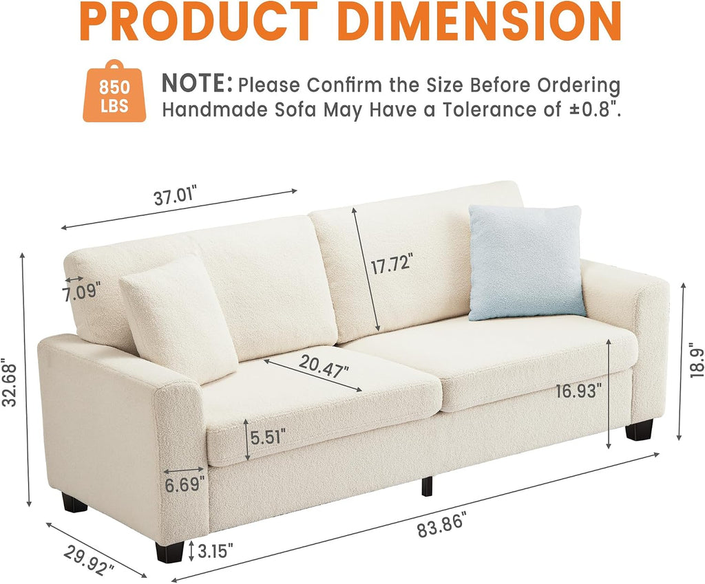 83 Inch Oversized Loveseat Sofa, Modern Corduroy 2 Seater Deep Seat Couch with Wide Armrest, Removable Washable Cushion Cover, Cozy Sofa for Living Room Bedroom Apartment
