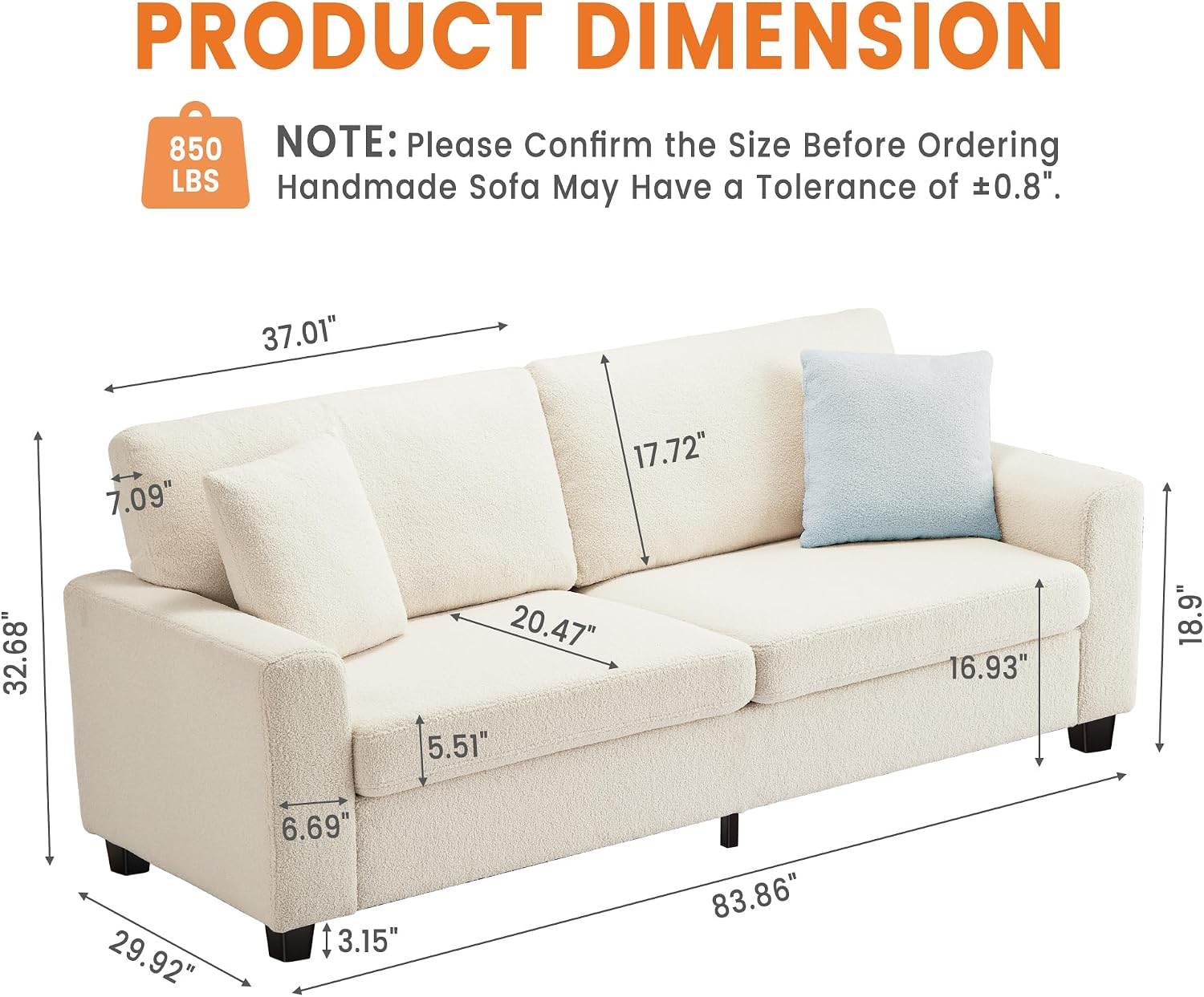 83 Inch Oversized Loveseat Sofa, Modern Corduroy 2 Seater Deep Seat Couch with Wide Armrest, Removable Washable Cushion Cover, Cozy Sofa for Living Room Bedroom Apartment