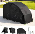 VEVOR Motorcycle Storage Shelter 110 x 43 x 63 in with Security Lock, 600D Oxford Flip-Up Garage Tent, Heavy-Duty All-Weather Motorcycle Cover Shed with 2 Side Windows, Outdoor Vehicle Shelter, Black