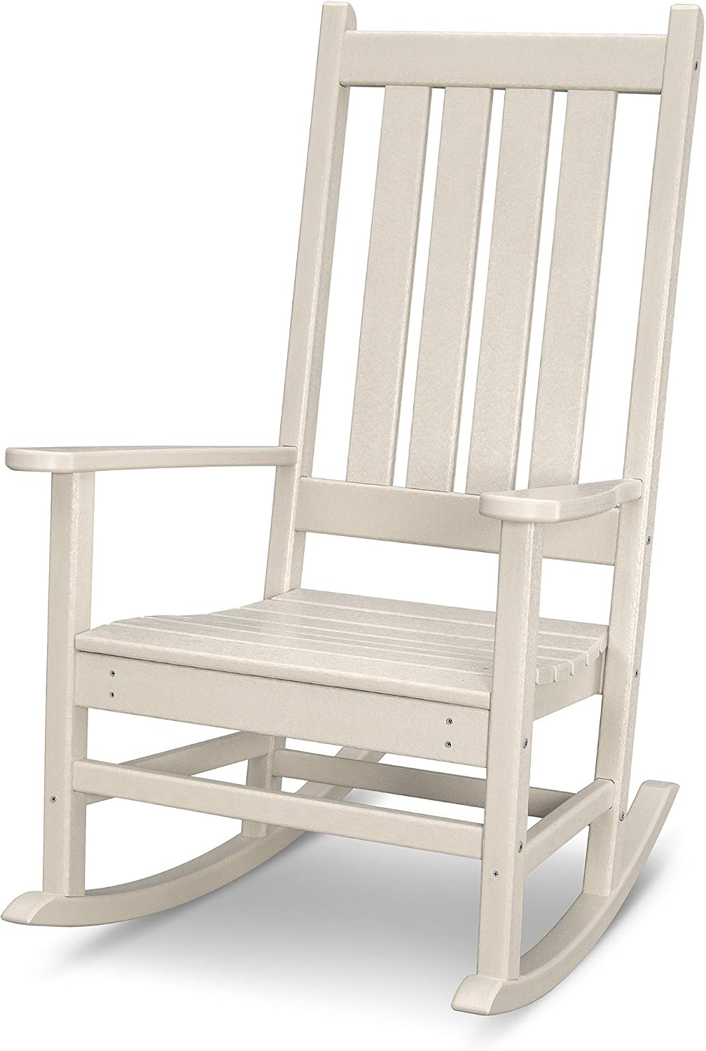 POLYWOOD® Vineyard Composite Rocking Chair Outdoor, Weather Resistant Patio Furniture, All Weather Rocking Chairs for Outside, Front Porch Rocking Chair, Sand