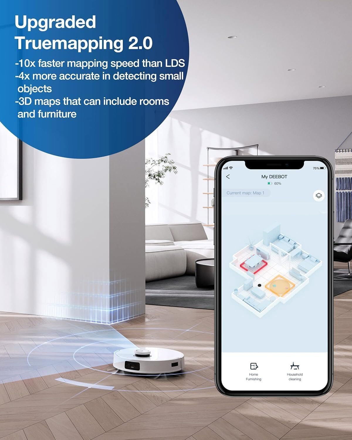 ECOVAS T10 Plus Robot Vacuum and Mop Combo with Auto-Empty Station, 3000Pa, AIVI 3.0 Obstacle Avoidance, OZMO Pro 3.0 Oscillating Mopping, 3D Map, Air Freshener