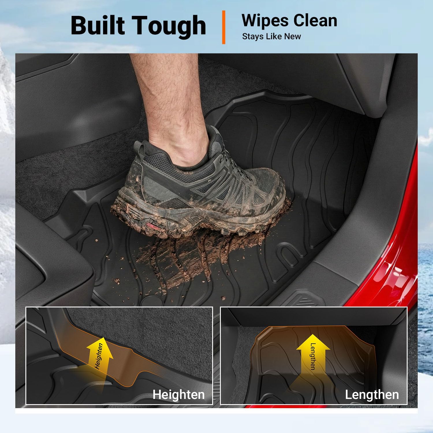 powoq 4 Door Floor Mats Compatible with 2021-2026 Ford Bronco Cargo Mat Floor Liner Back Seat Protector TPE Replacement for 2021-2026 Ford Bronco Accessories (Trunk Mat+Backrest Mat+Floor Mats)