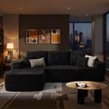 ovios 104' Cloud Boneless Couch with Glitter Fabric, Moudular Sectional Sofa with Deep Seat, No Assembly Required, Modern Minimalist L Shaped Couches with Chaise for Living Room, Black