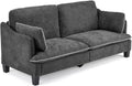 VINGLI 84' Modern Sofa Couch, Linen Velvet 2-Seater Loveseat with Piped Cushions, Removable Cover & 2 Throw Pillows, Upholstered Couches for Living Room, Apartment, Office | Piped Cushions Sofa