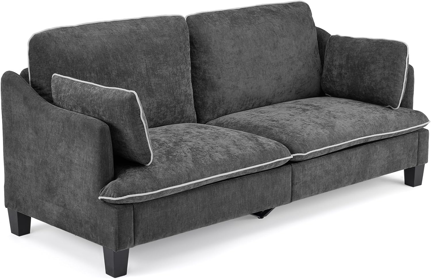VINGLI 84' Modern Sofa Couch, Linen Velvet 2-Seater Loveseat with Piped Cushions, Removable Cover & 2 Throw Pillows, Upholstered Couches for Living Room, Apartment, Office | Piped Cushions Sofa