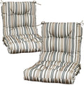 COOS BAY Tufted High Back Chair Cushions, 42x21 Inch Outdoor Patio Furniture Cushions, Water Resistant Rocker Seat Pads, 2 Pack, Beige Stripes