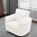 Zenosyne Power Swivel Recliner Rocking Chair Nursery Glider Rocker with Headrest, USB and Type-c Port, Corduroy Electric Reclining Sofa Chair Arm Chair for Living Room (White-2)