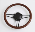 14'' Billet Half Wrap 9 Bolts Steering Wheel with 2'' Dish and Horn Button(Walnut Wood)