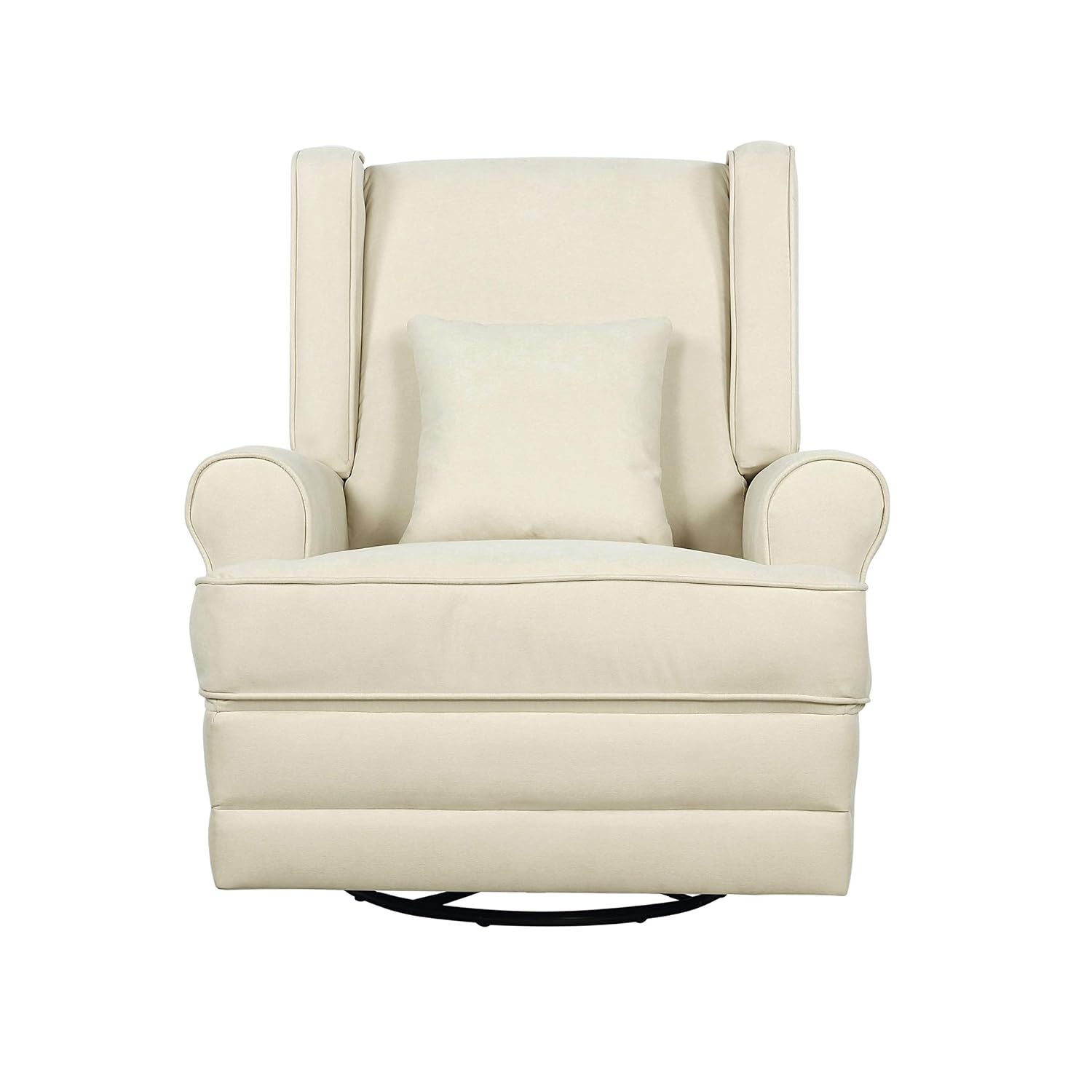Evolur Melbourne Wing Back Swivel Glider I Nursery Glider I Durable Soft Fabric I Bonus Pillow