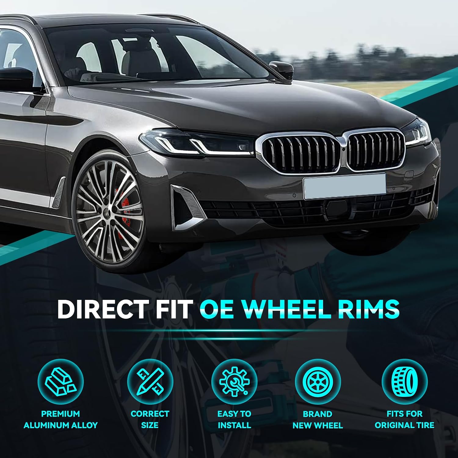 New 18 Inch 18x8Inch Premium Aluminum Alloy Wheel Rim Fits for BMW 2017-2024 530i 540i 540d, 2018-2024 530e, 36116863420 Direct Fit OE Stock Specs