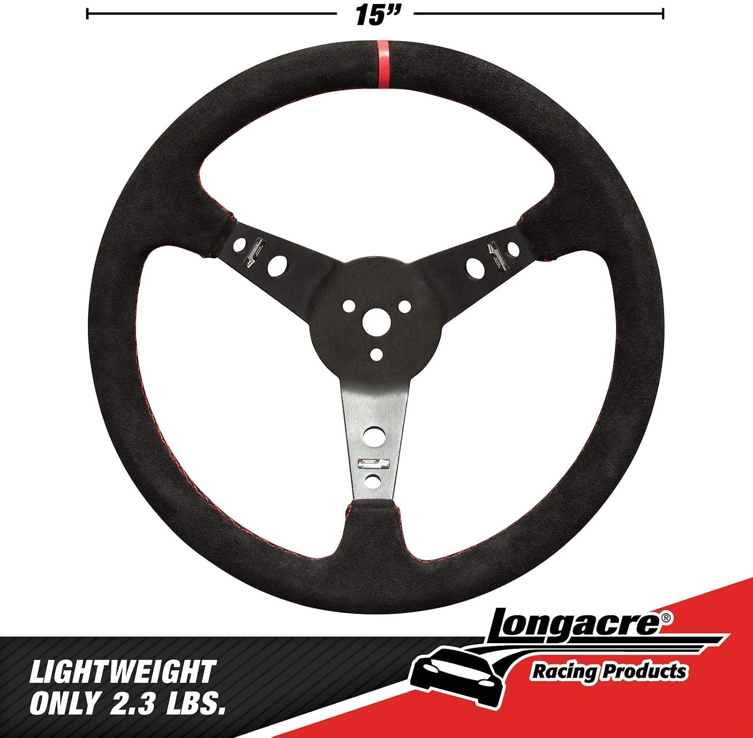 Longacre 52-56797 Pro Alum. Racing Wheel, Suede Rim, 15' Blk