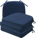 Unimatta Sunbrella Round Corner Seat Cushions, 17' x 16' x 2', Set of 4, Indoor Outdoor Water Repellent Universal Chair Pads with Ties for Patio Furniture, Garden Dining Chairs, Specrtum Indigo