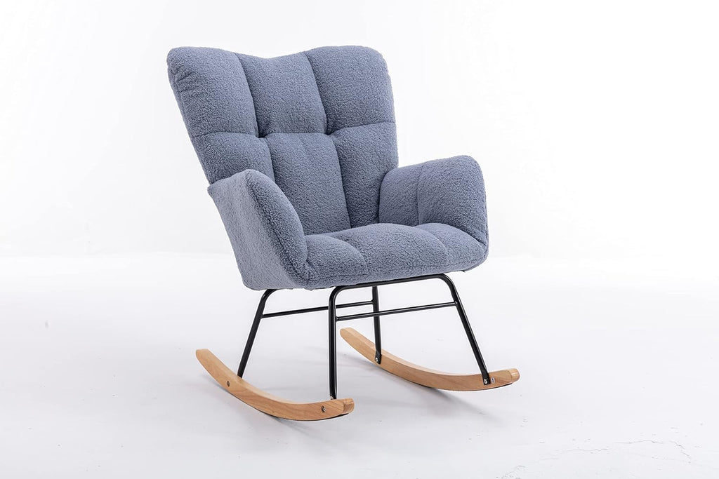Rocking Chair Nursery Gilder, 31.5' D×27.6' W×37.4' H, Soft Teddy Fabric, 250LBS Capacity, Living Room & Nursery Accent Furniture
