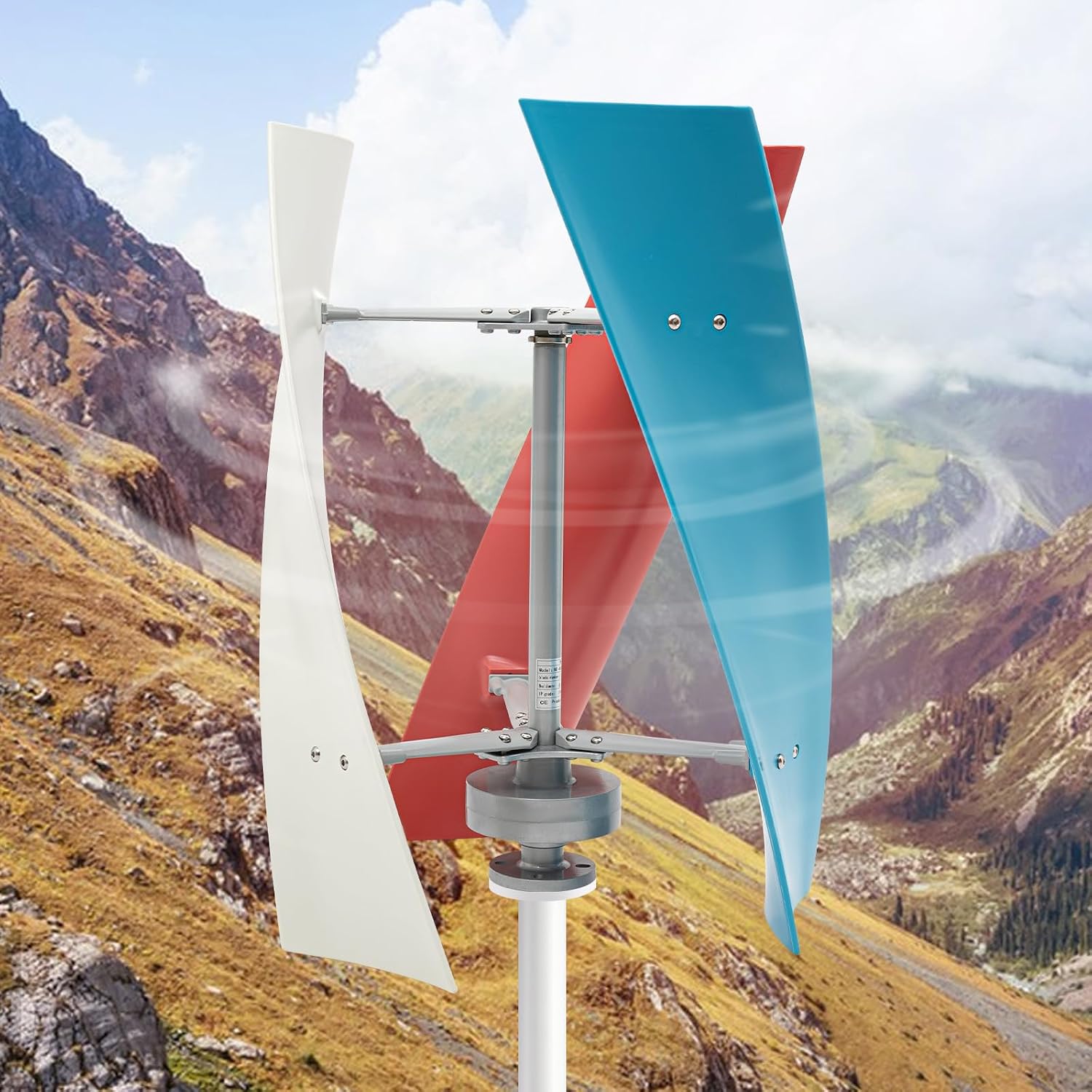 Wind Turbine Generator, 400W DC 12V Wind Generator Kit with 3 Blade Windmill Generator Suit Charge Controller Spiral Vertical Wind Turbine for Marine, RV, Home, Hybrid Solar Wind System