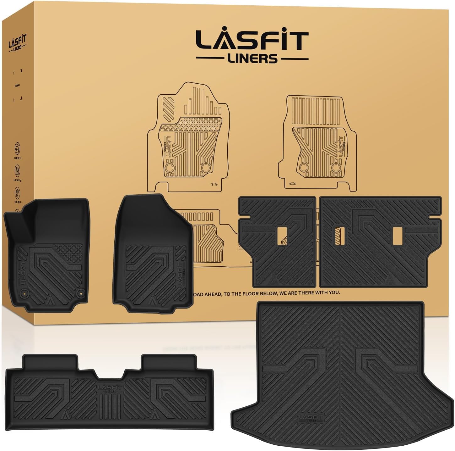 LASFIT Floor Mats & Cargo Liner with Backrest Mat 2025 2026 2027 for Chevy Equinox/GMC Terrain (Not for Equinox EV), All Weather TPE Custom Fit Floor Mats, Car Mats Full Set for Equinox/Terrain