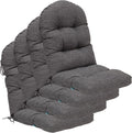 QILLOWAY Outdoor High Back Chair Cushion for Adirondack, All Weather Rocking Chair Cushions Thick Padded Replacement for Patio Furniture Set of 4,Charcoal Grey, Black