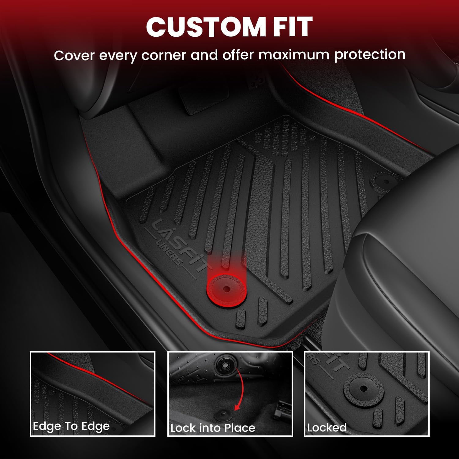 LASFIT Floor Mats for Chevrolet Cruze 2016-2019 (Not Fit 2016 Cruze Limited), All Weather TPE Custom Fit Floor Mats for Cars, 1st and 2nd Row Car Floor Mats for Cruze Accessories Black