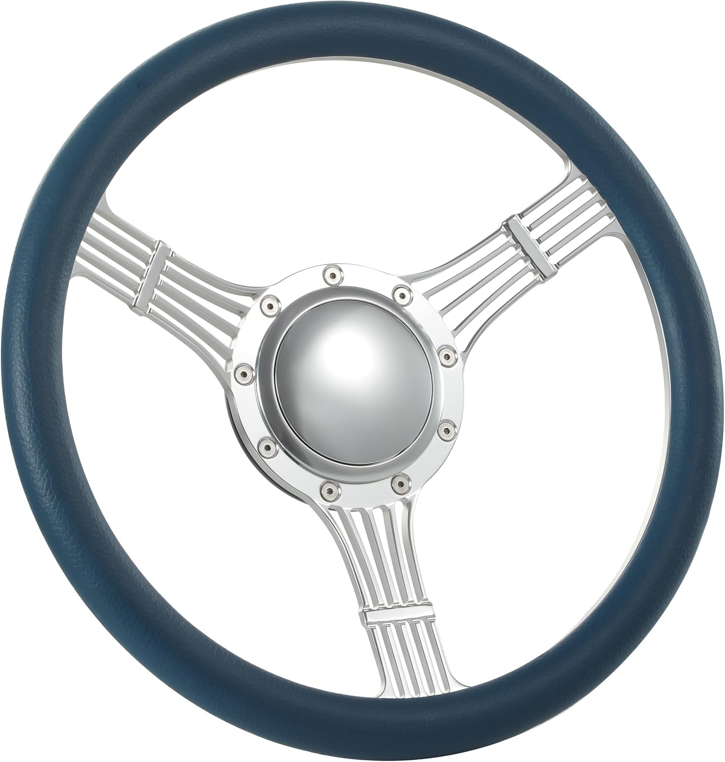 14'' Bonjo Billet Half Wrap 9 Bolts Steering Wheel with 2'' Dish and Horn Button (Walnut Wood)