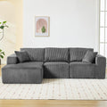 Garvee Boneless Cloud Couch 108' Sectional Modern Comfy l-Shape Convertible Compression Sleeper Modular Sofa with Corduroy Fabric Deep Seat Loveseat + Chaise for Living Room No Assembly Required