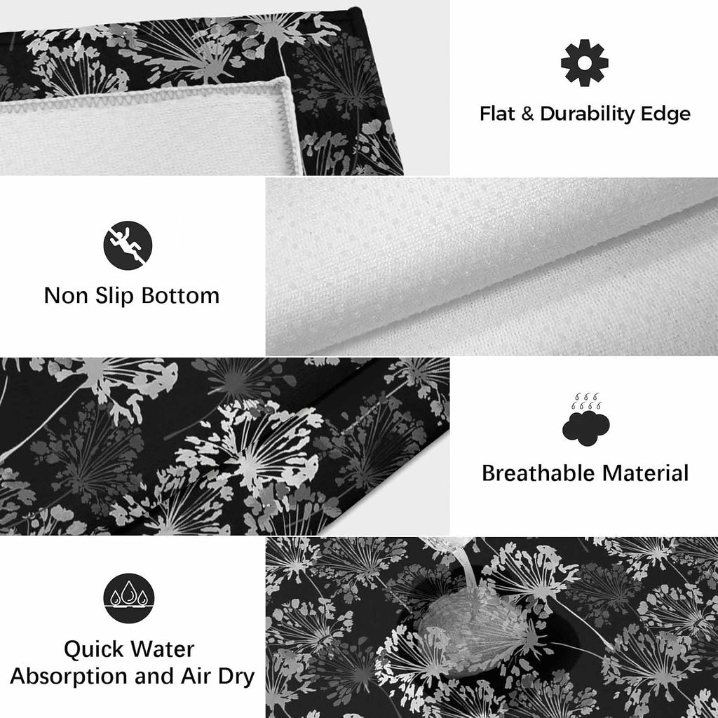 Vintage Floral Outdoor Rug for Patio/Deck/Porch, Non-Slip Large Area Rug 4 x 6 Ft, Black Dandelion Plants Country Botanical Indoor Outdoor Rugs Washable Area Rugs, Reversible Camping Rug Carpet Runner