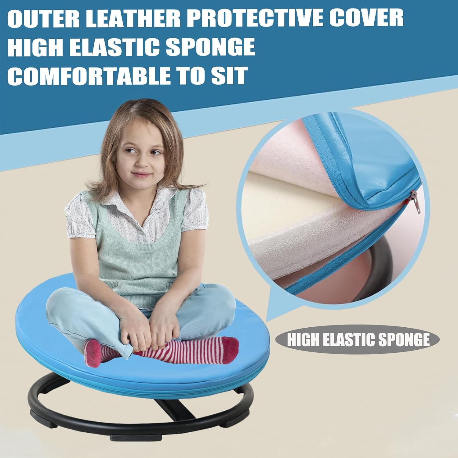Spinning Chair for Kids Sensory Training - Soft Seat Cushions, Swivel Chair, Comfortable to Sit
