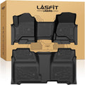 LASFIT Floor Mats 2014-2018 for Chevy Silverado/GMC Sierra 1500, 2015-2019 2500HD 3500HD (Crew Cab Only/Bench Seat Only) All Weather TPE Custom Fit Car Floor Liners, with Carpet Floor Only