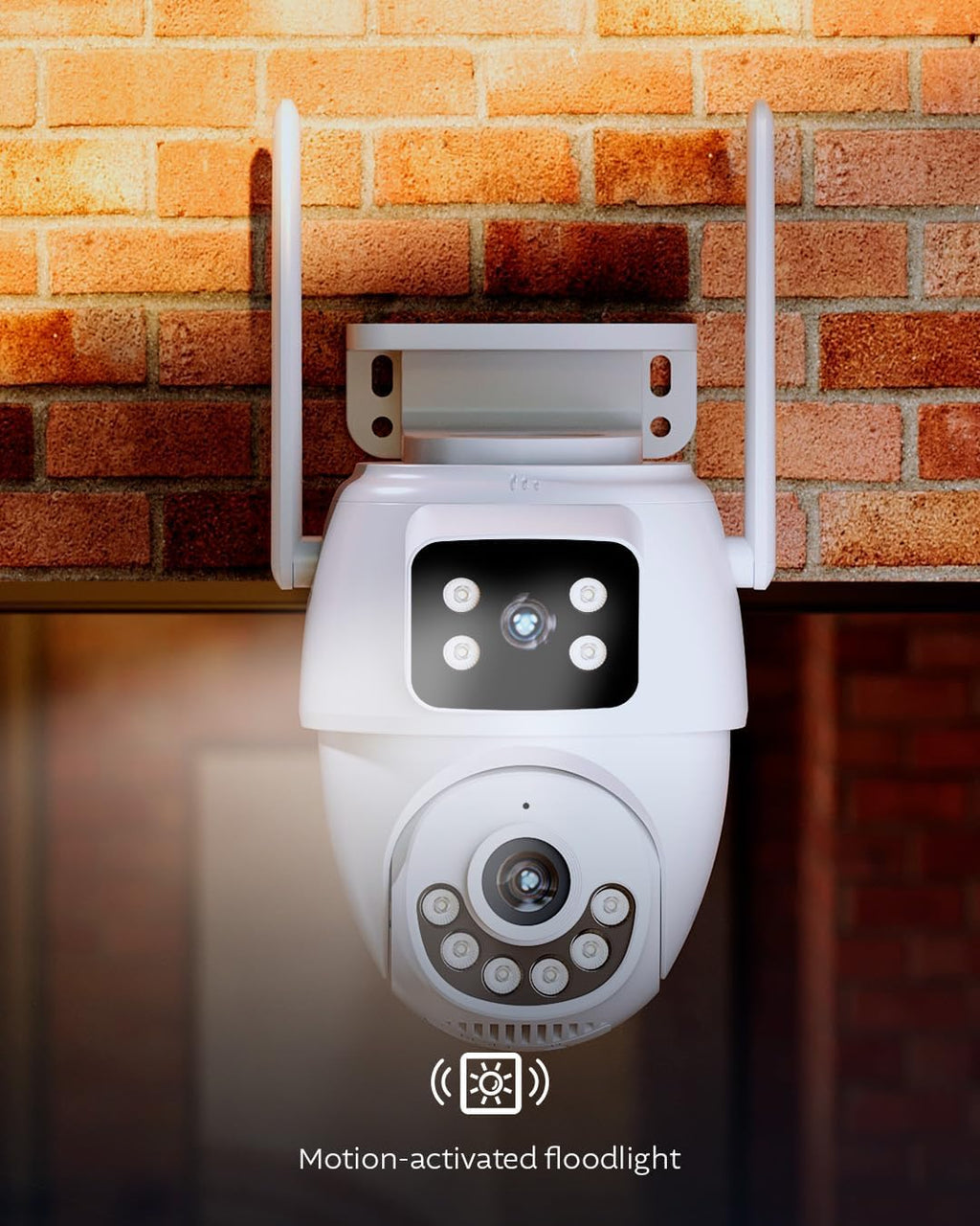Nexxt Solutions Smart Dual Lens PTZ Wi-Fi Outdoor Security Camera | 2K Dual View Surveillance with Human Detection, Night Vision | Two-Way Audio, 80dB Siren, IP65 Weatherproof, microSD Storage