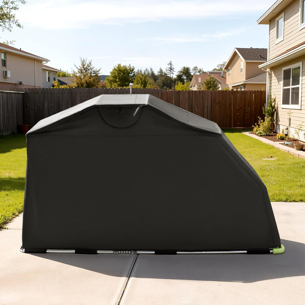 VEVOR Motorcycle Storage Shelter 110 x 43 x 63 in with Security Lock, 600D Oxford Flip-Up Garage Tent, Heavy-Duty All-Weather Motorcycle Cover Shed with 2 Side Windows, Outdoor Vehicle Shelter, Black