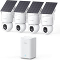 aosu SolarCam D1 Max 4-Cam Kit, 4K Solar Security Cameras Outdoor Wireless, 360° Pan & Tilt Coverage, Auto Tracking, Color Night Vision, No Subscription Required, Local Storage up to 1TB