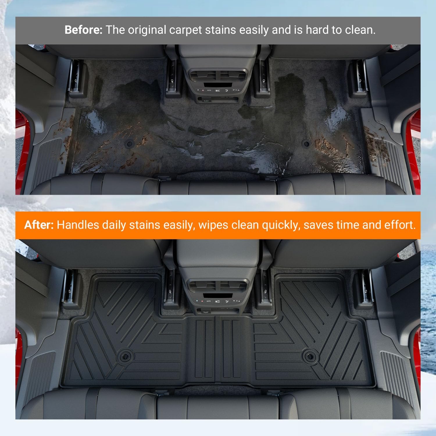 powoq Floor Mat Compatible with 2023-2026 Honda Pilot Cargo Mat Floor Liner Cargo Trunk Liner TPE Replacement for 2023-2026 Honda Pilot Accessories (Trunk Mat with Backrest Mat+Floor Mats)