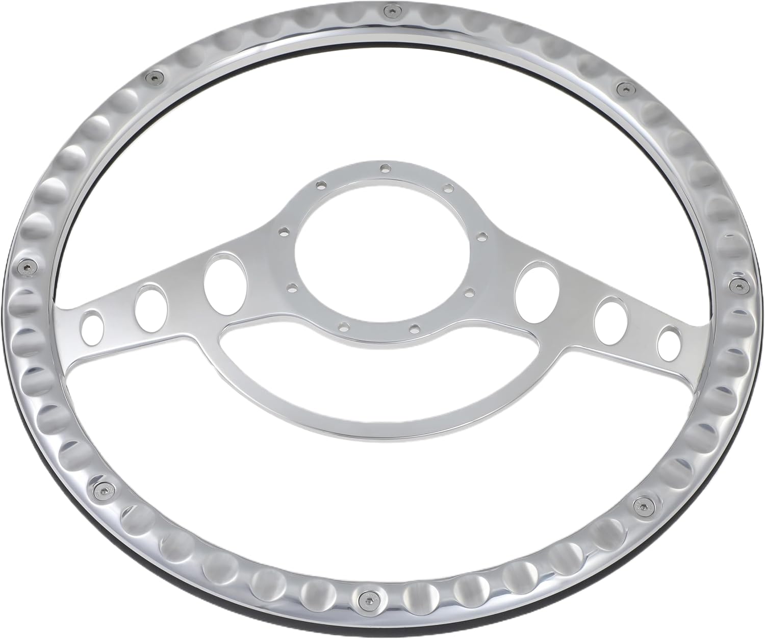 15.5'' Billet Half Wrap 9 Bolts Steering Wheel with 2'' Dish and Horn Button(Walnut Wood)