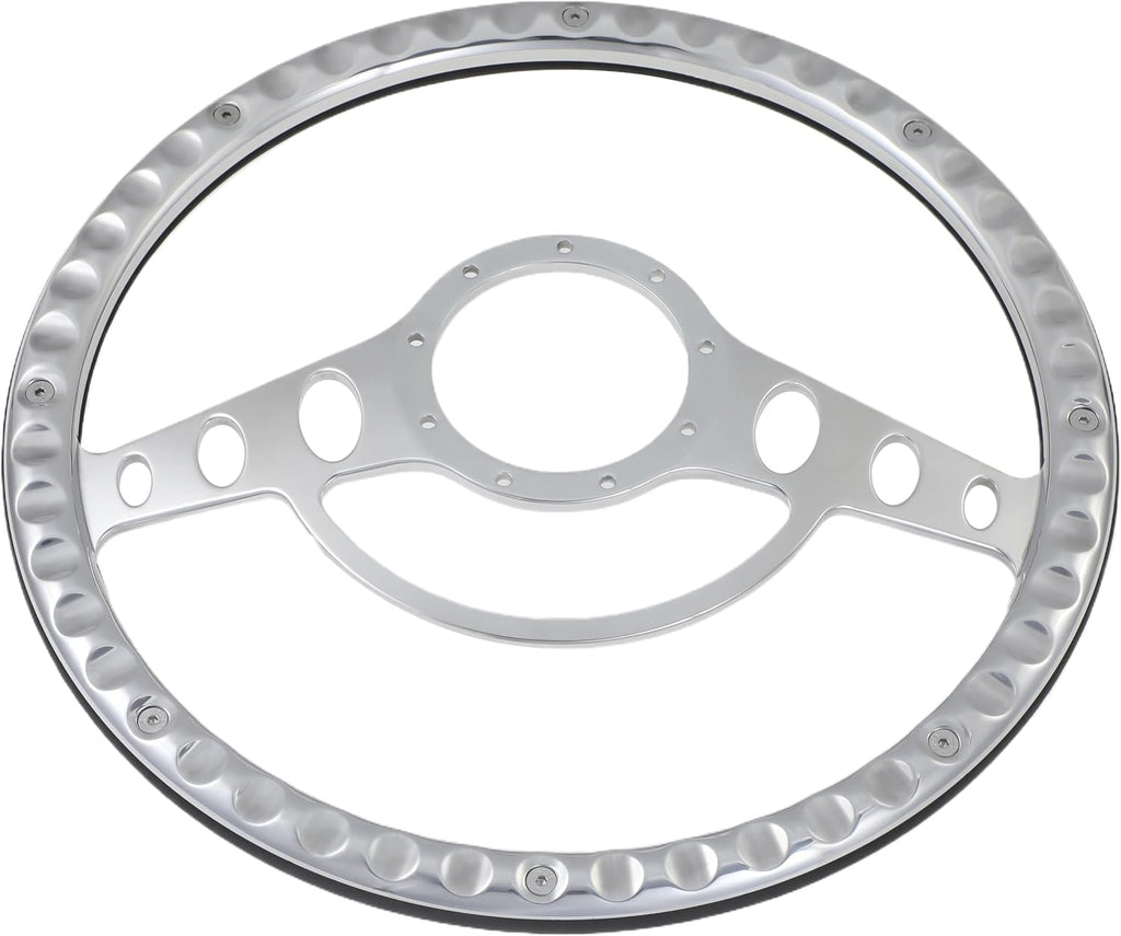 15.5'' Billet Half Wrap 9 Bolts Steering Wheel with 2'' Dish and Horn Button(Tan)
