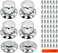 Semi Truck Complete Axle Cover Set Lug Nut Covers Wheel Covers Kit with 2 Front & 4 Rear, and 33mm Thread-on 10 Hole Removable Caps，ABS Chrome Plastic(Installation Tool Included).