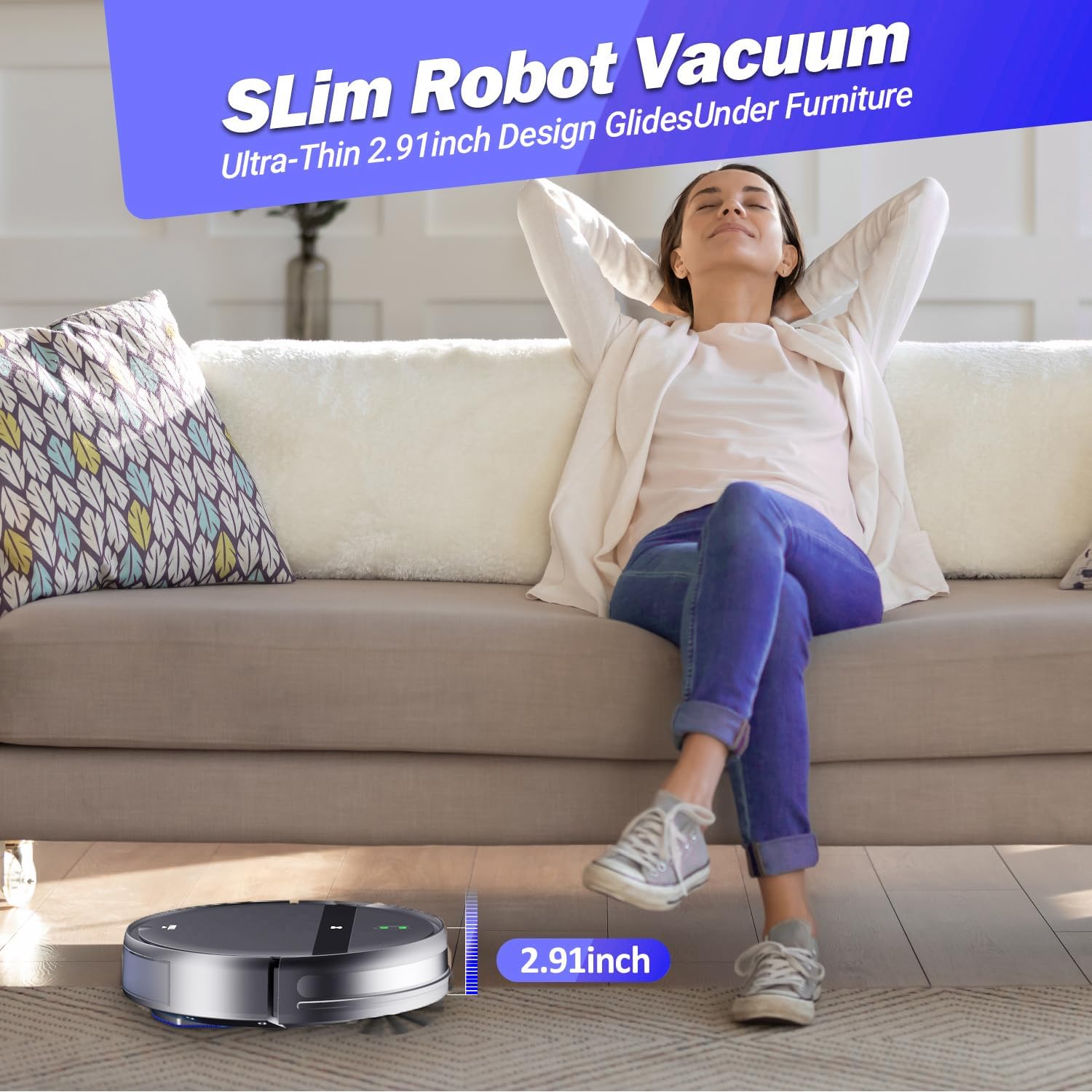 Robot Vacuum Mop Combo, WiFi/App/Alexa, 2-in-1 Robot Vacuum and Mop Combo, Robotic Vacuum Cleaner, Self-Charging, Quiet, Tangle-Free Suction Robot Vacuum Cleaner for Pet Hair/Carpet/Hard Floor