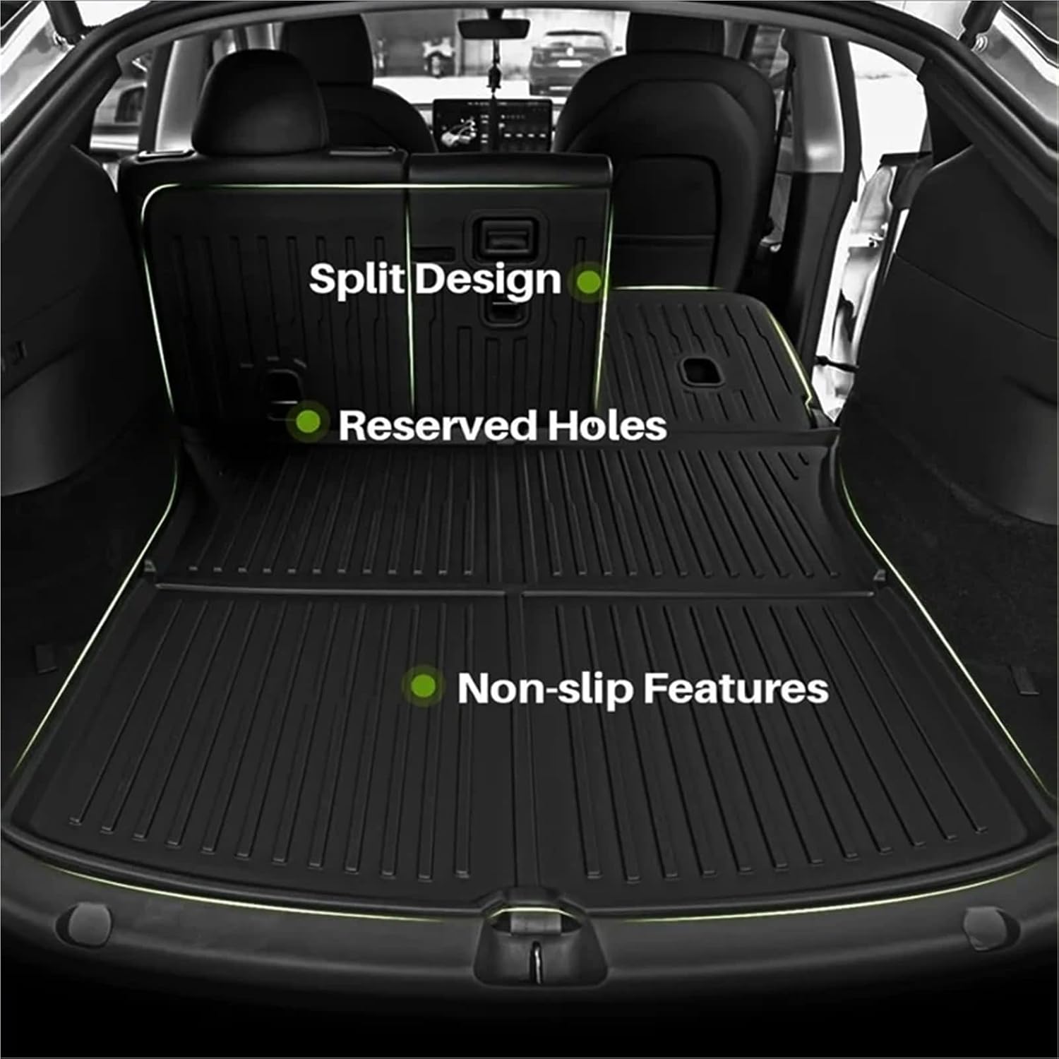 Compatible with Tesla Model Y Launch 2025 Juniper 2025 TPE Floor Mats Cargo Liner Trunk Floor Liner Backrest(Red)