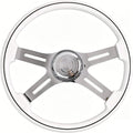 18' Walnut Wood Truck Steering Wheel 4 Spoke Aluminum Chrome Plated Steering Wheel for Semi-Trailers,Trucks for Kenworth t800 Accessories,Peterbilt,Volvo, Freightliner,White（ABS）